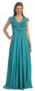 Main image of V-Neck Beaded Ruched Bodice Long Formal MOB Dress